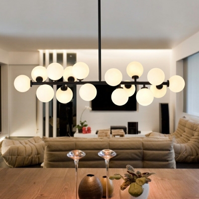16-Light Hanging Chandelier Modernist Style Globe Shape Glass Suspended Lighting Fixture
