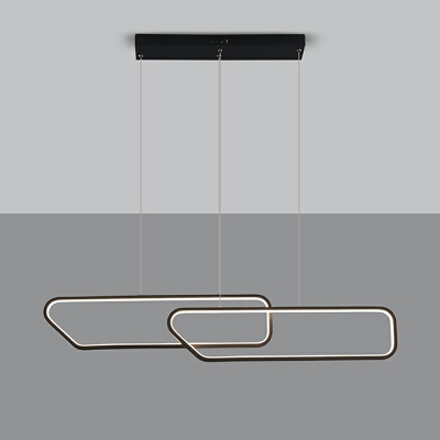 2 Lights Geometric Shade Hanging Light Modern Style Metal Pendant Light for Dining Room