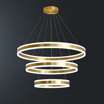 3 Lights Round Shade Hanging Light Modern Style Acrylic Pendant Light for Dining Room Remote Control Stepless Dimming