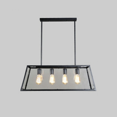 4-Light Island Chandelier Lights Modern Style Geometric Shape Glass Hanging Light Fixtures
