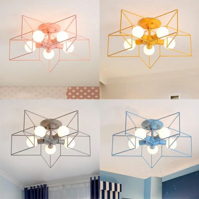 5-Light Flush Mount Chandelier ​Modern Style Wired Shape Metal Ceiling Mounted Fixture