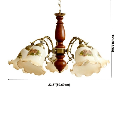 5-Light Hanging Ceiling Lights Modern Style Bell Shape Wood Chandelier Light Fixtures