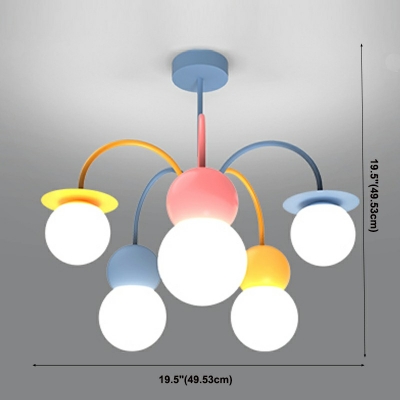Contemporary Macaron Chandelier Light Fixture Globe Metal Pendant Light