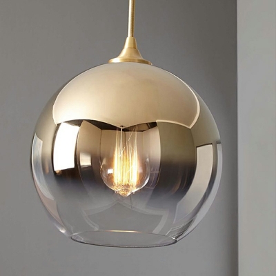 Metal and Glass Pendant Light Fixtures Modern Globe 1 Light Dinning Room Down Lighting