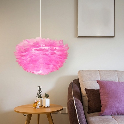 Modern Style Hanging Lights 1 Light Feather Material Hanging Light Kit for Living Room Bedroom