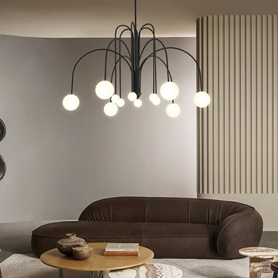 Modern Style LED Chandelier Light 12 Lights Nordic Style Metal Glass Hanging Light for Dinning Room