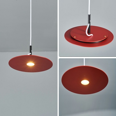 Round Plate LED Light Metal Modern Hanging Ceiling Light Minimalist Suspension Light for Living Room