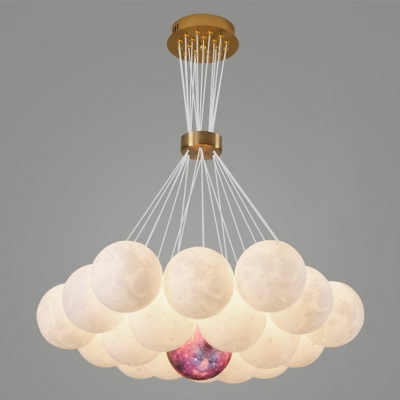 19-Light Hanging Lights Modern Style Globe Shape Metal Cluster Pendant Light