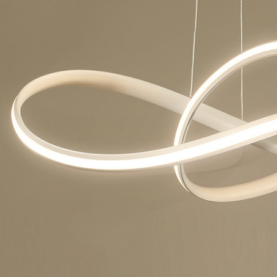 2-Light Chandelier Pendant Light Minimalist Style Ring Shape Metal Hanging Ceiling Light