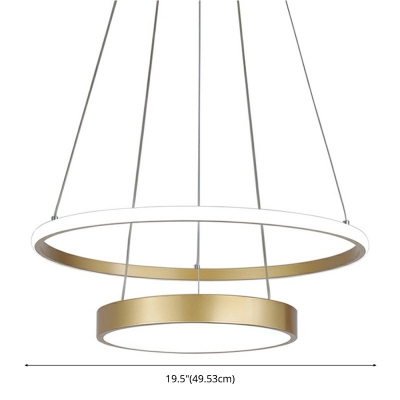 2-Light Island Ceiling Light Modern Style Drum Shape Metal Hanging Chandelier
