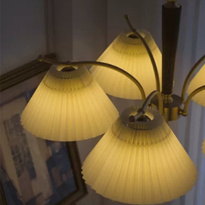 5 Lights Wood Chandelier Pendant Light Modern Elegant Living Room Pendant Lighting Fixtures