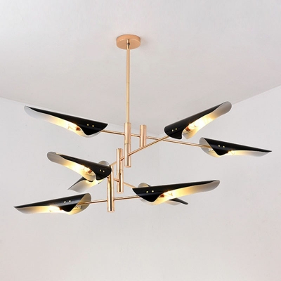 8 Lights Plane Shade Hanging Light Modern Style Metal Pendant Light for Dining Room