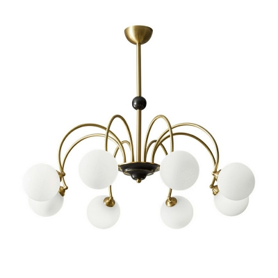American Style Chandelier 8 Head Glass Ceiling Chandelier for Bedroom Dining Room
