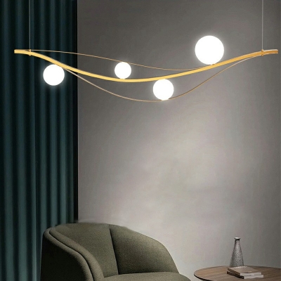 Gold 4 Light Globe Glass Hanging Island Lights Modern Minimalism Island Lighting Fixtures for Living Room
