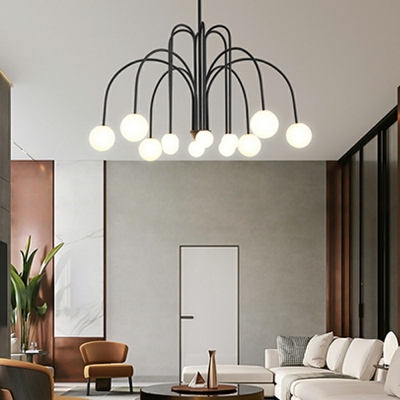 Modern Style LED Chandelier Light 12 Lights Nordic Style Metal Glass Hanging Light for Dinning Room