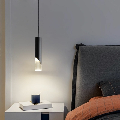 1 Light Acrylic and Metal Hanging Light Fixtures Modern Bedroom Pendant Ceiling Lights