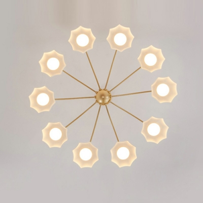 10 Lights Dome Shade Hanging Light Modern Style Glass Pendant Light for Living Room