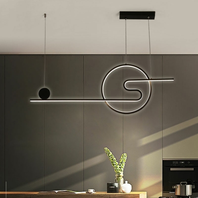 2-Light Island Lighting Fixtures Modern Style Liner Shape Metal Hanging Light Kit