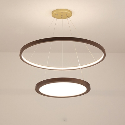 2 Lights Round Shade Hanging Light Modern Style Acrylic Pendant Light for Dining Room