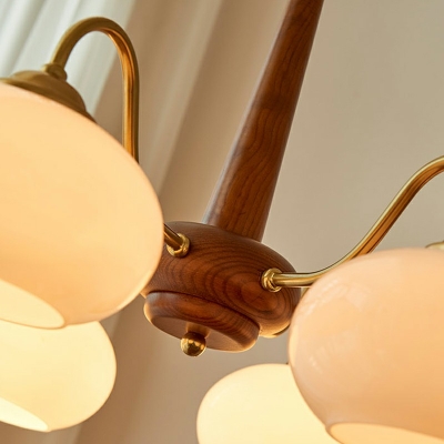 4 Lights Oval Shade Hanging Light Modern Style Glass Pendant Light for Living Room