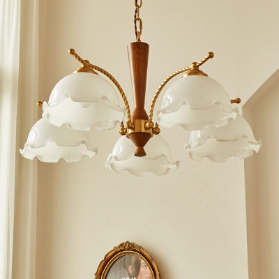 5 Lights Flared Shade Hanging Light Modern Style Glass Pendant Light for Living Room