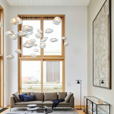 Clouds Glass Ceiling Pendant Light Creative 1 Light Living Room Modern Hanging Light Fixtures