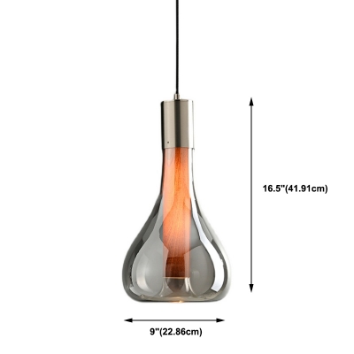 Contemporary Clear Glass Teardrop Pendant Light Kit Metal Hanging Ceiling Light