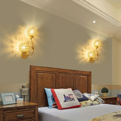 Creative Crystal 2 Lights Wall Sconce Light for Bedroom Corridor and Restaurant