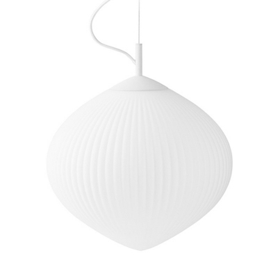 Elliptical Pendant Light Fixtures White Glass Modern Hanging Ceiling Light for Dinning Room