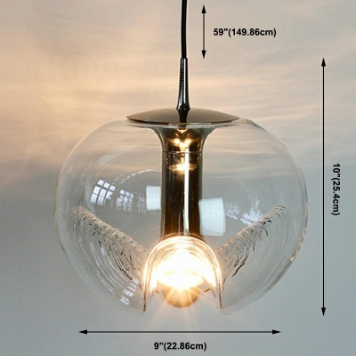 Globe Glass Hanging Ceiling Light Modern Clear Suspension Pendant for Dining Room