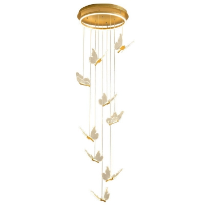 Modern Simple Down Lighting 9 Light Butterfly Shape Hanging Lamp Kit for Living Room