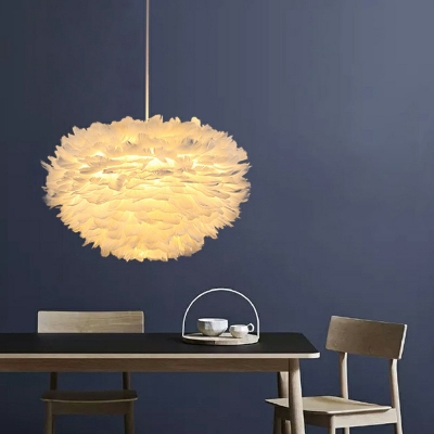 Modern Style Hanging Lights 1 Light Feather Hanging Light Kit for Living Room Bedroom