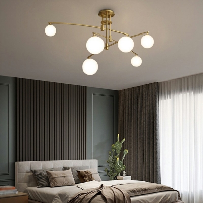 Modern Style LED Chandelier Light 6 Lights Nordic Style Metal Glass Pendant Light for Bedroom