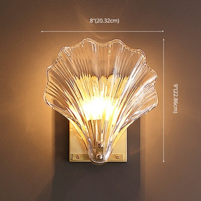 Nordic Style LED Wall Sconce Light Modern Style Shell Shaped Glass Wall Light for Bedside