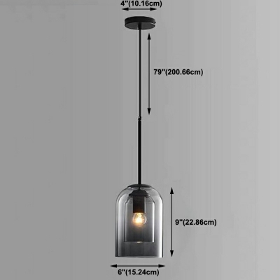 1 Light Cup Shade Hanging Light Modern Style Glass Pendant Light for Dining Room