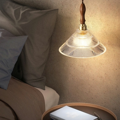 1 Light Flared Shade Hanging Light Modern Style Glass Pendant Light for Living Room