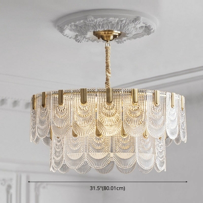 2-Tier Chandelier Pendant Light Modern Glass 12 Lights Elegant Ceiling Chandelier for Living Room