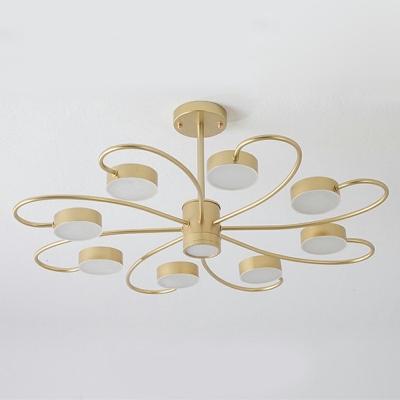 9 Lights Petaloid Shade Hanging Light Modern Style Metal Pendant Light for Living Room