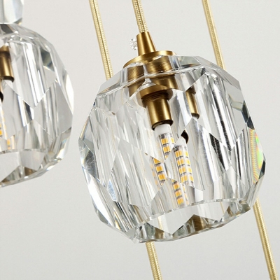 Brass 3 Light Pendant Light Globes Modern Crystal Living Room Elegant Hanging Light Fixtures