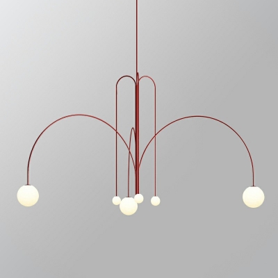 Modern Style LED Chandelier Light 6 Lights Nordic Style Metal Glass Hanging Light for Dinning Room