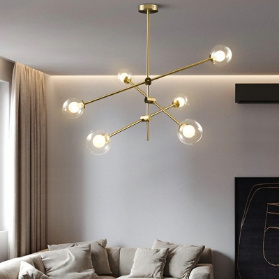 Modern Style LED Chandelier Light 6 Lights Nordic Style Metal Glass Pendant Light for Living Room