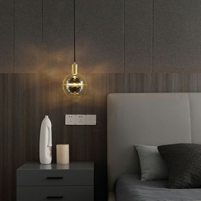 1-Light Down Lighting Modern Style Sphere Shape Metal Pendant Lighting Fixtures