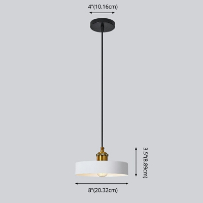 1-Light Pendant Light Fixtures Minimalist Style Drum Shape Metal Pendulum Lights