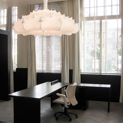 1-Light Pendant Lighting Fixtures Minimal Style Geometric Shape Fabric Hanging Lights