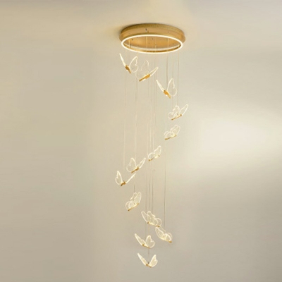 14-Light Hanging Lamp Kit Modern Style Butterfly Shape Metal Cluster Pendant Light