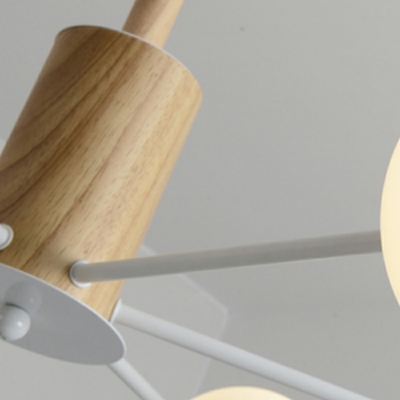 16 Lights Contemporary Sputnik Light Fixture Natural Wood Chandelier Lighting Fixture