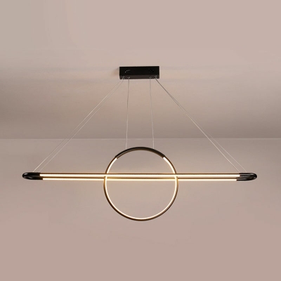 2-Light Island Lighting Fixtures Modern Style Geometric Shape Metal Hanging Chandelier