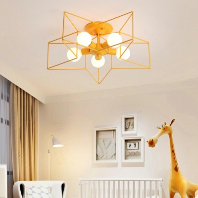 5-Light Flush Mount Chandelier ​Modern Style Wired Shape Metal Ceiling Mounted Fixture