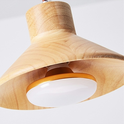 Japanese Style LED Pendant Light 2 Lights Modern Style Wood Hanging Light for Dinning Room