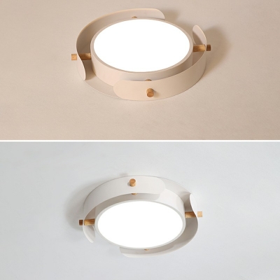 Minimalist Circular Flush Mount Ceiling Light Fixtures Drum Acrylic and Wood Flushmount Lighting